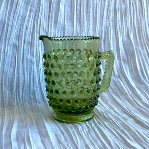 Vintage Glass Fenton Style Hobnail Mini Pitcher / Creamer